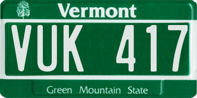 VT license plate VUK417