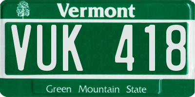 VT license plate VUK418
