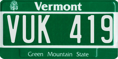 VT license plate VUK419