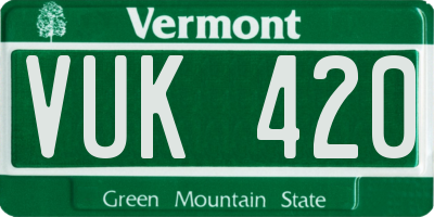 VT license plate VUK420