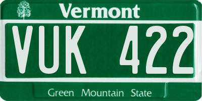 VT license plate VUK422