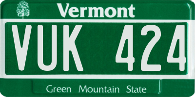 VT license plate VUK424