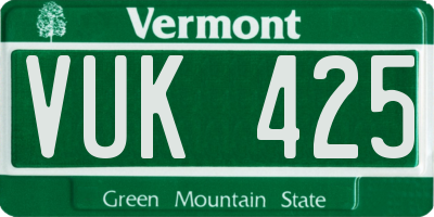 VT license plate VUK425