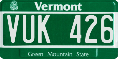 VT license plate VUK426