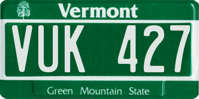 VT license plate VUK427