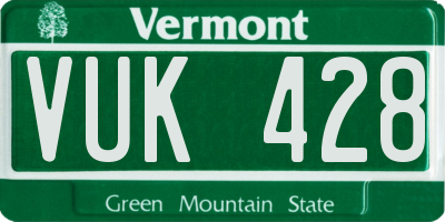 VT license plate VUK428