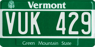 VT license plate VUK429