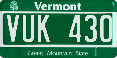 VT license plate VUK430