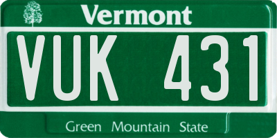 VT license plate VUK431