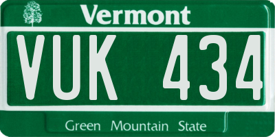 VT license plate VUK434