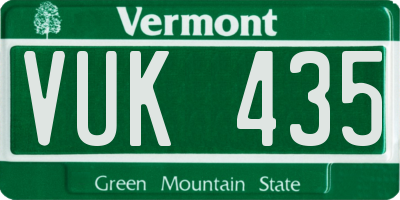 VT license plate VUK435
