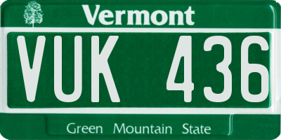 VT license plate VUK436