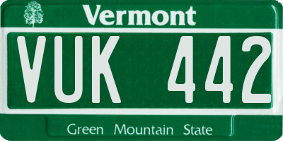 VT license plate VUK442