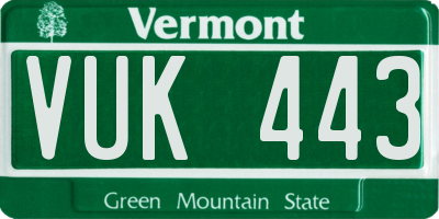 VT license plate VUK443