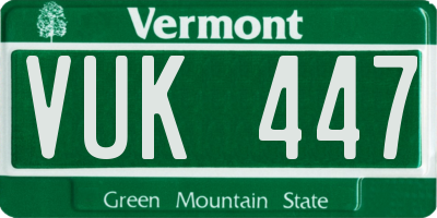 VT license plate VUK447