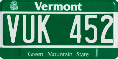 VT license plate VUK452