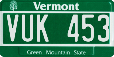 VT license plate VUK453