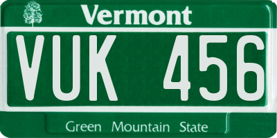 VT license plate VUK456