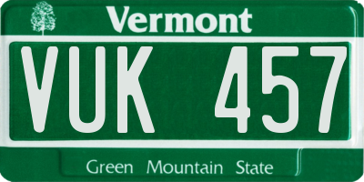VT license plate VUK457