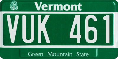 VT license plate VUK461