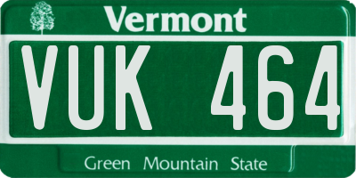 VT license plate VUK464