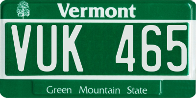 VT license plate VUK465