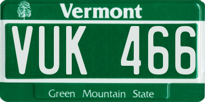 VT license plate VUK466