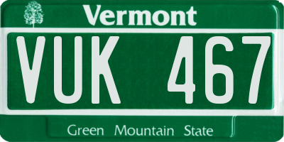 VT license plate VUK467