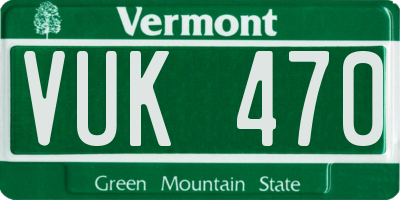 VT license plate VUK470