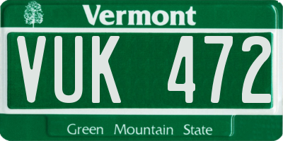 VT license plate VUK472