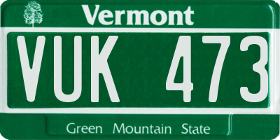 VT license plate VUK473