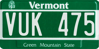 VT license plate VUK475
