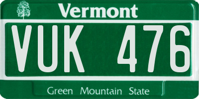 VT license plate VUK476