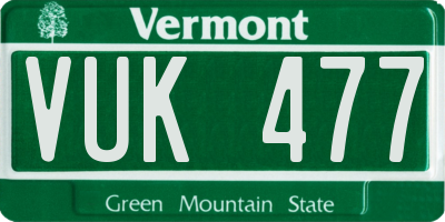 VT license plate VUK477