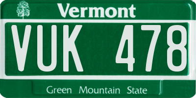 VT license plate VUK478