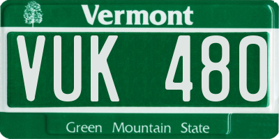 VT license plate VUK480