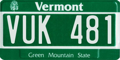 VT license plate VUK481