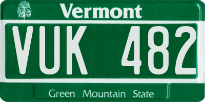 VT license plate VUK482