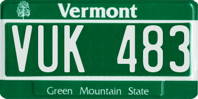 VT license plate VUK483