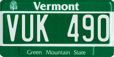VT license plate VUK490