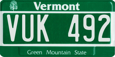 VT license plate VUK492