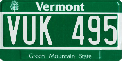 VT license plate VUK495