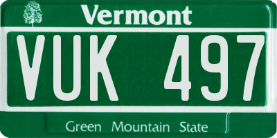 VT license plate VUK497