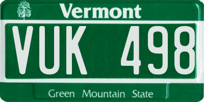 VT license plate VUK498