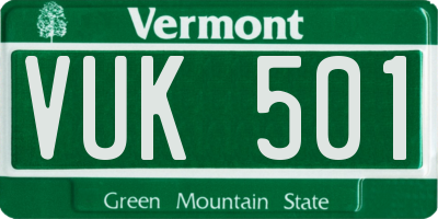 VT license plate VUK501