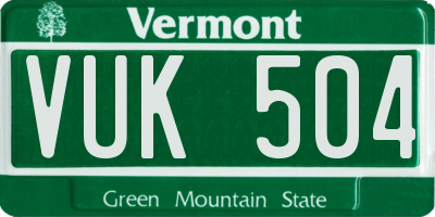 VT license plate VUK504