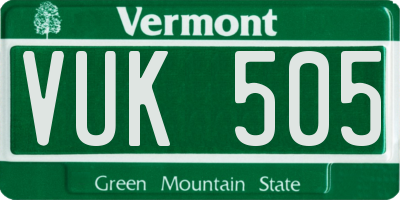 VT license plate VUK505