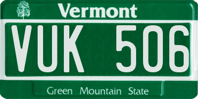 VT license plate VUK506