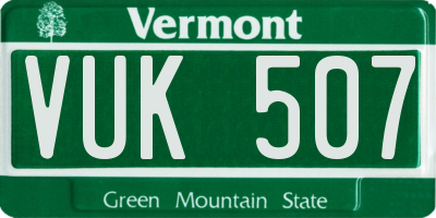 VT license plate VUK507