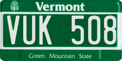 VT license plate VUK508